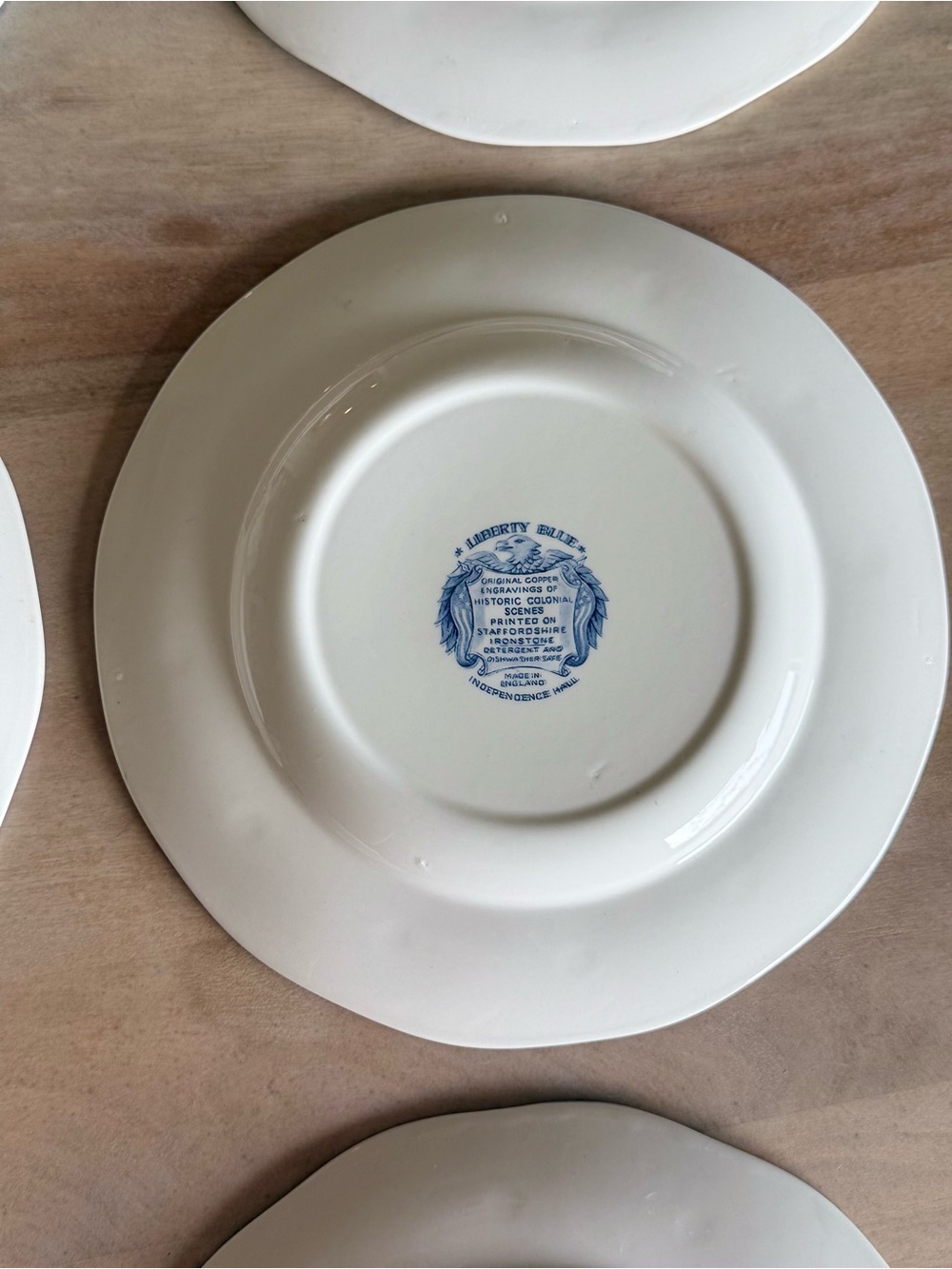 Gorgeous vintage set of 6 Liberty Blue Staffordshire Ironstone Dinner Plates - Picture 11 of 15